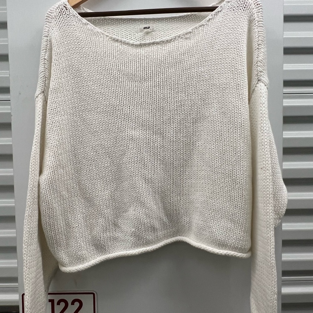 Aerie Women's white Knit Boatneck Sweater